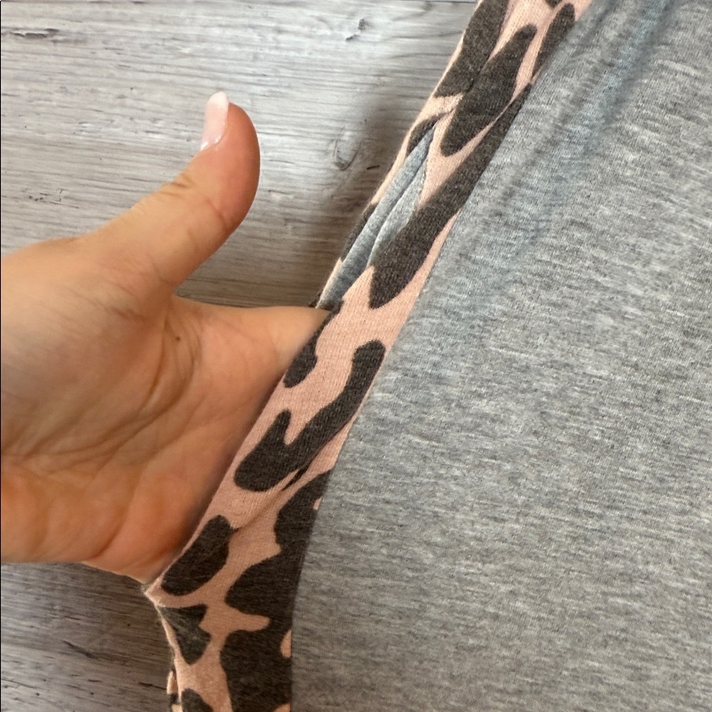 White Birch Gray Joggers with Leopard Print Sides - Picture 3 of 7